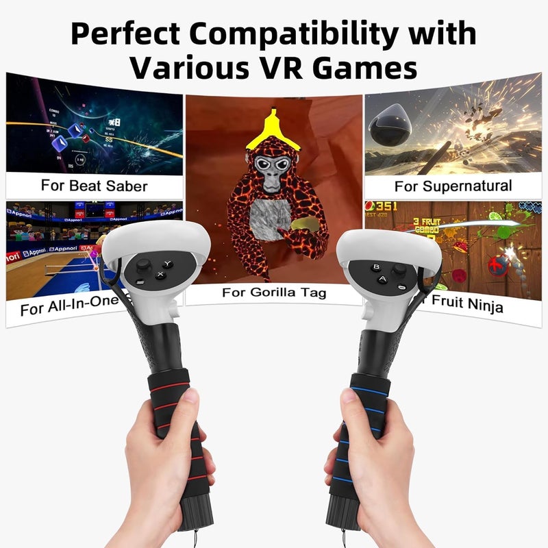 AMVR Handle Attachments Accessories Compatible with Quest 2/Quest/Rift S Controllers Extensions, Vr Gorilla Tag Long Arms Extension Grip,Compatible with Beat Saber Handle, Supernatural, etc - Image 2